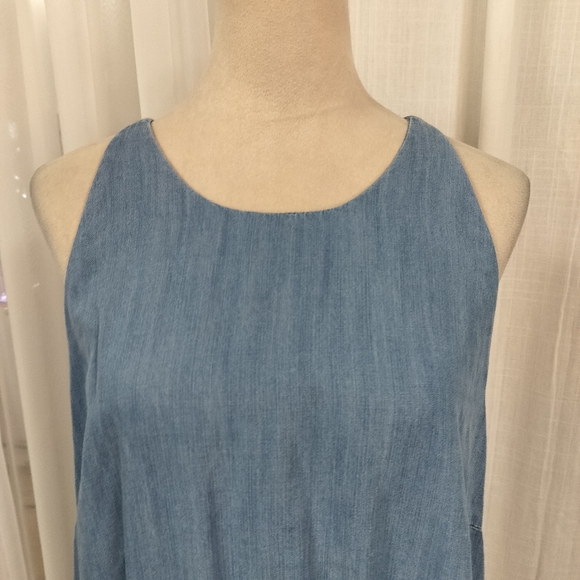 2/$30 Chambray Denim Mini Sundress Womens Plus Size XXL Shift Dress - Picture 3 of 13